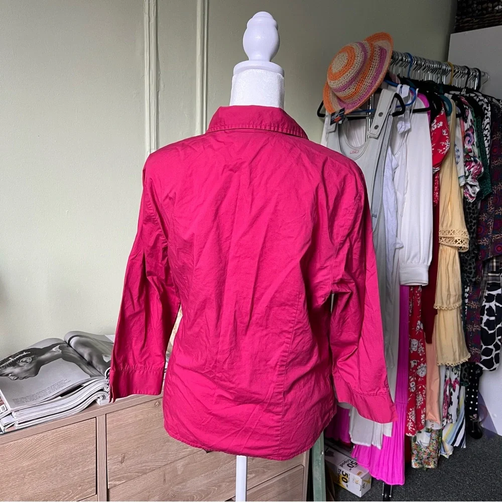 STYLE & CO Maroon Red Pink Petite Stretch Blouse Button Down Cotton Shirt Top 16 - Picture 10 of 15